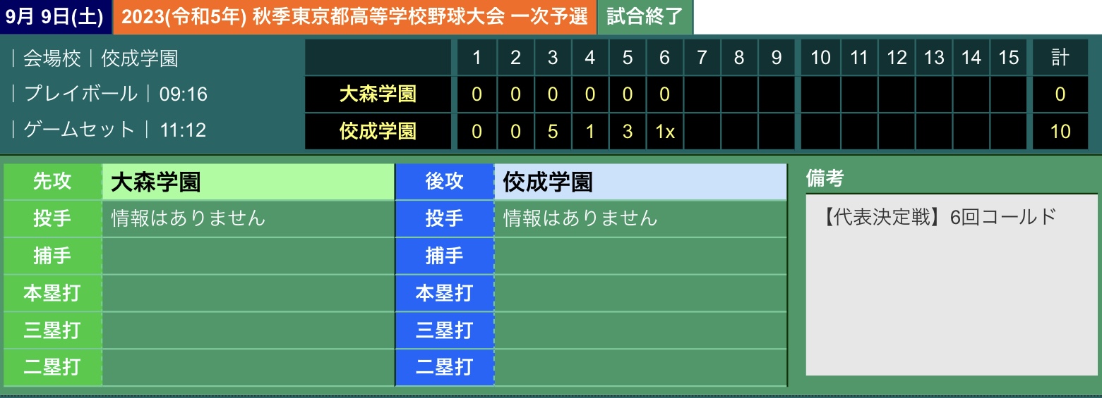 【硬式野球部】秋季大会一次予選決勝戦